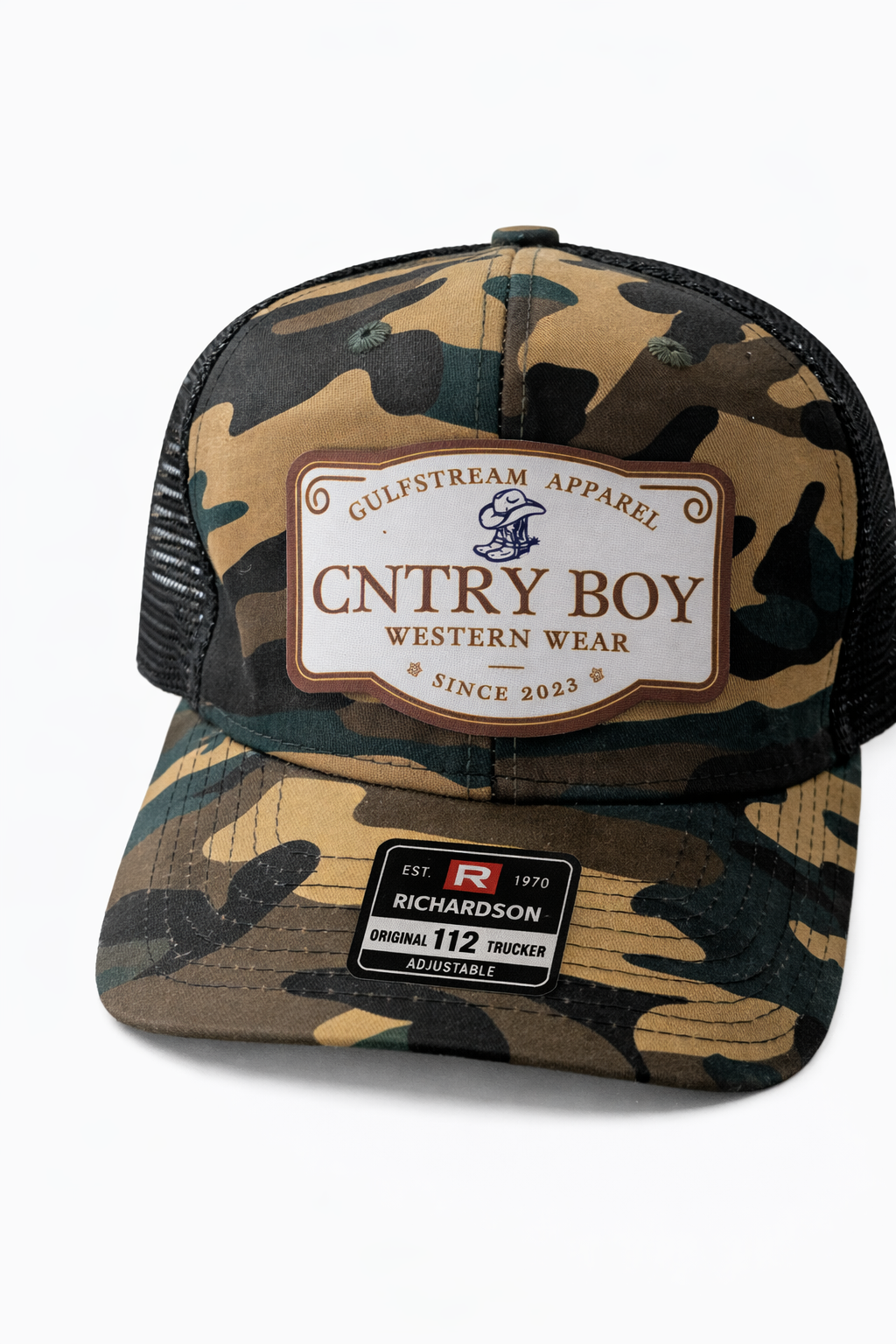 Gulfstream Apparel – Camo “CNTRY BOY” Western Wear Patch